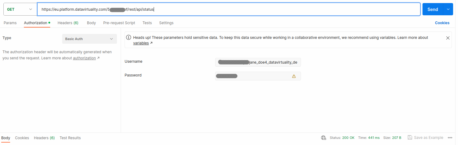 Displays the page with status 200 OK returned